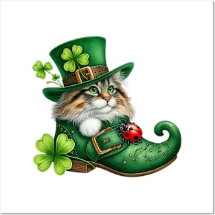 Norwegian Forest Cat Shoes For Patricks Day Posters and Art